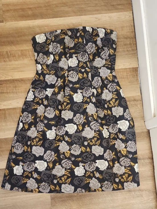 J. Crew Dresses & Skirts - J.Crew Strapless Floral Jacquard Dress Black Gold Rose Print Party Cocktail